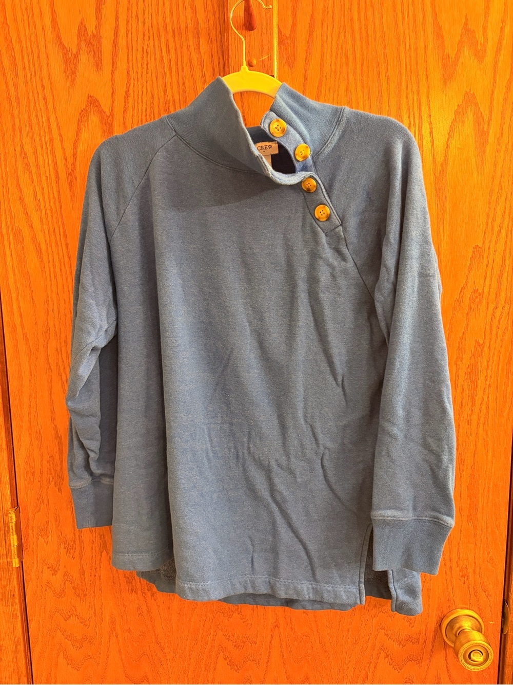J. Crew Blue Sweatshirt Top with Button Accents